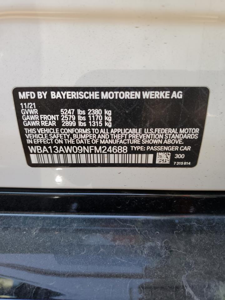 2022 BMW M440XI GRAN COUPE VIN:WBA13AW09NFM24688