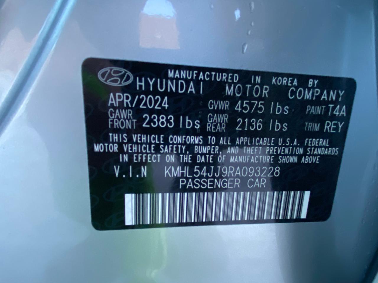 2024 HYUNDAI SONATA HYBRID VIN:KMHL54JJ9RA093228