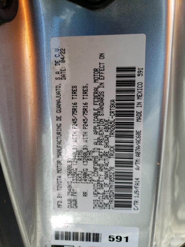 2022 TOYOTA TACOMA ACCESS CAB VIN:3TYRX5GN7NT055278