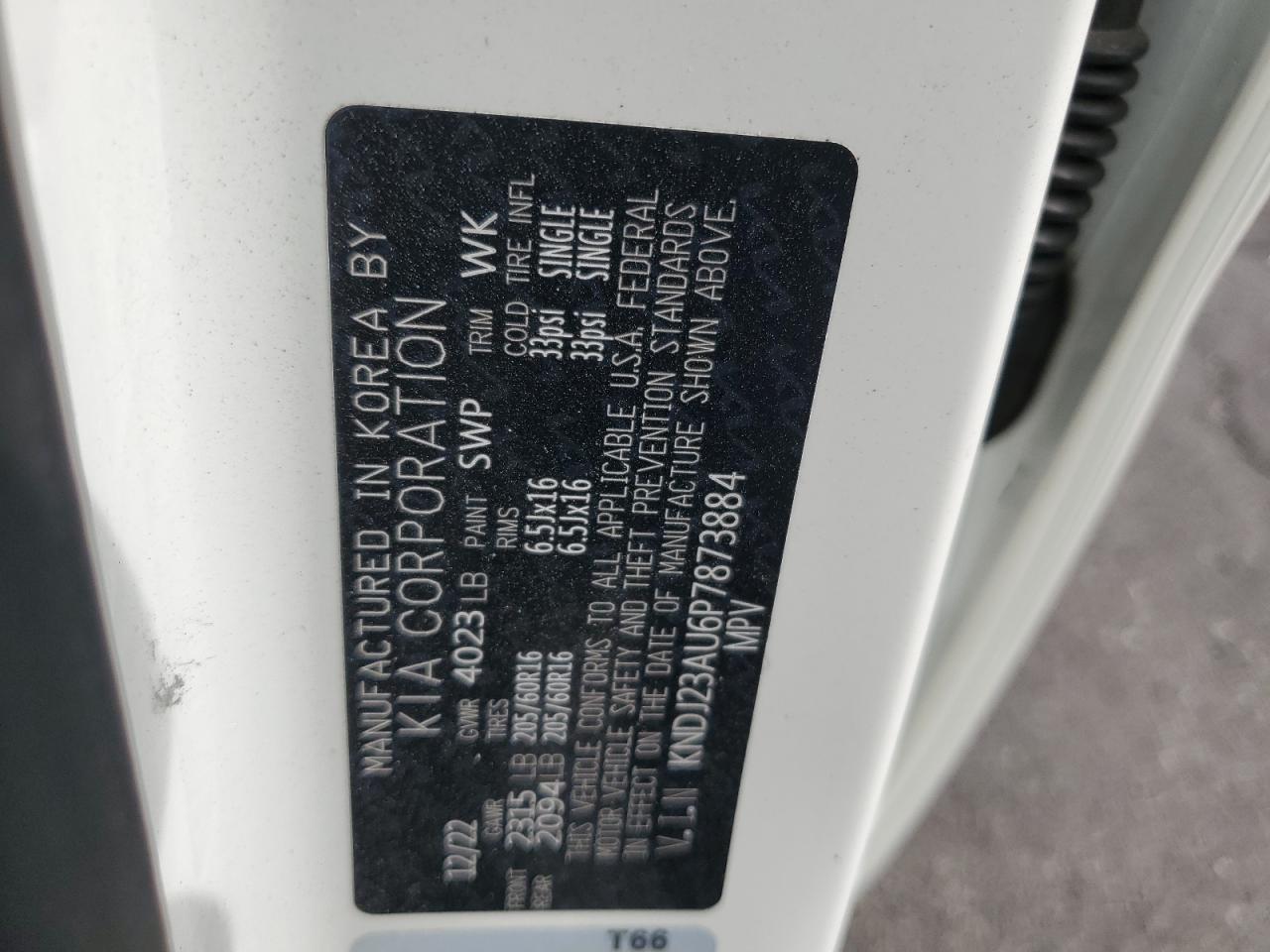 2023 KIA SOUL LX VIN:KNDJ23AU6P7873884