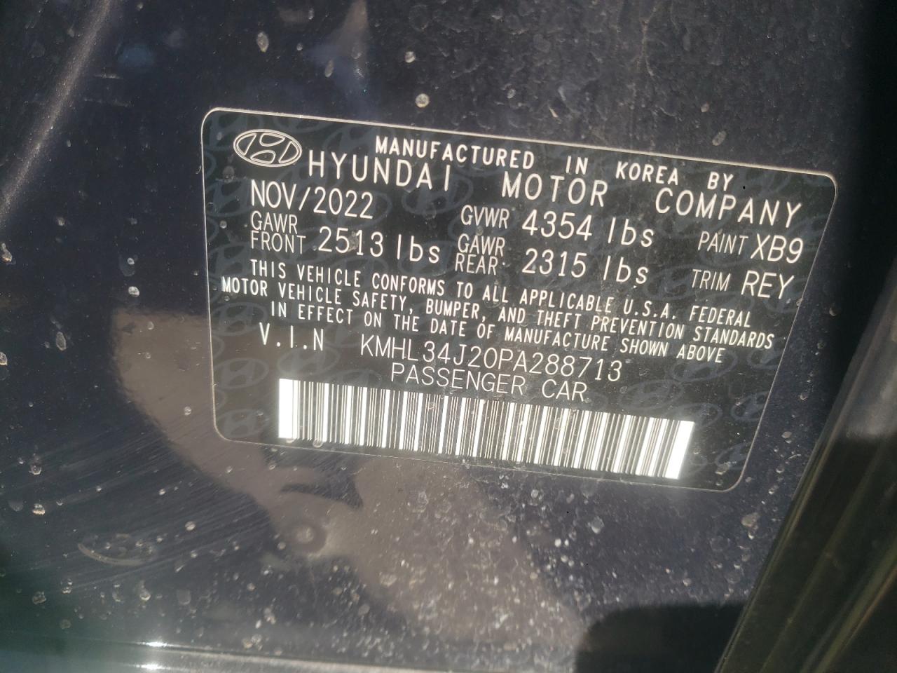 2023 HYUNDAI SONATA LIMITED VIN:KMHL34J20PA288713