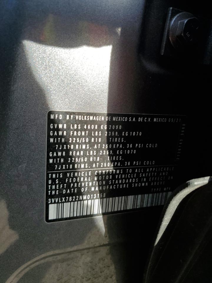 2022 VOLKSWAGEN TAOS SE IQ DRIVE VIN:3VVLX7B22NM013158