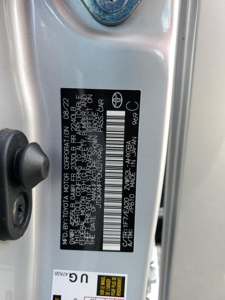 2022 TOYOTA PRIUS PRIME LE VIN:JTDKAMFP0N3219967