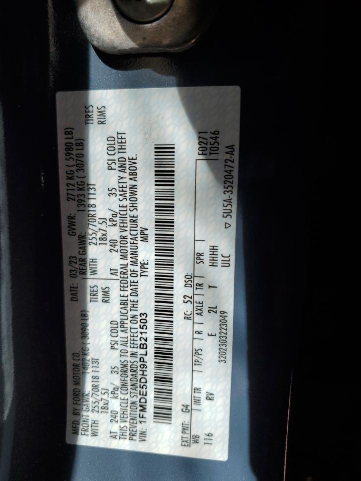 2023 FORD BRONCO BASE VIN:1FMDE5DH9PLB21503