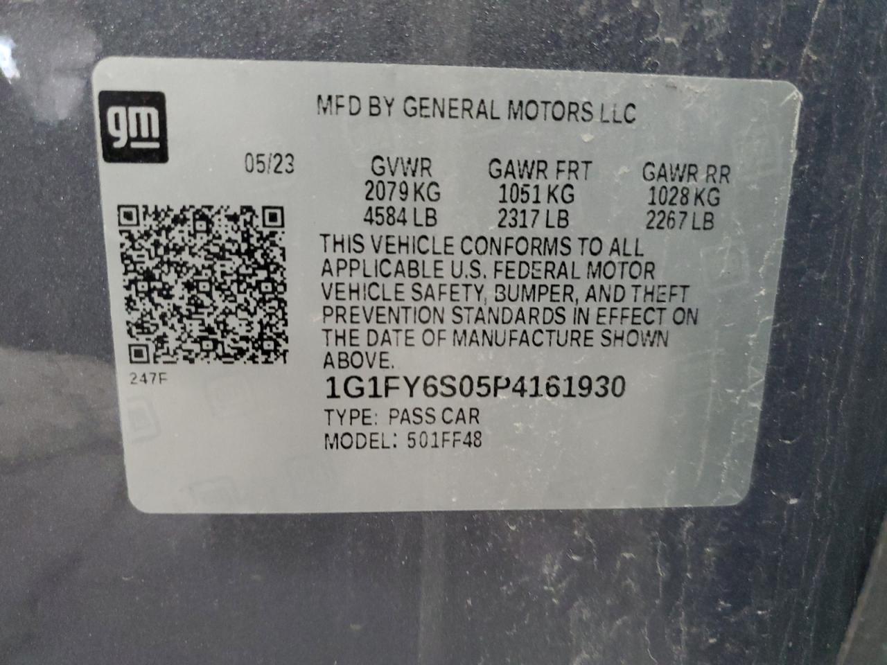 2023 CHEVROLET BOLT EUV LT VIN:1G1FY6S05P4161930