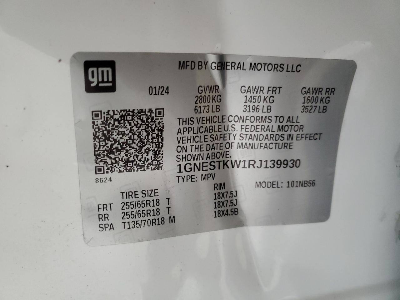 2024 CHEVROLET TRAVERSE LIMITED LS VIN:1GNESTKW1RJ139930