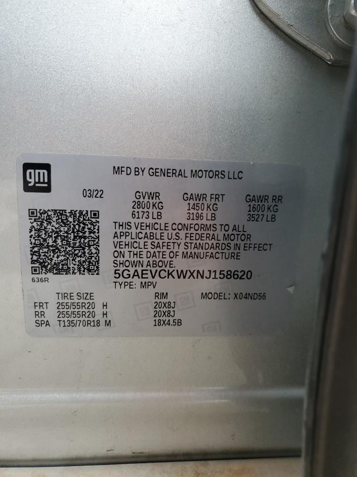 2022 BUICK ENCLAVE AVENIR VIN:5GAEVCKWXNJ158620