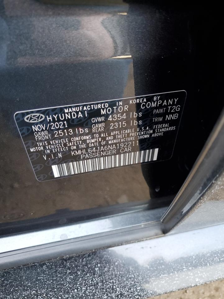 2022 HYUNDAI SONATA SEL VIN:KMHL64JA6NA192211