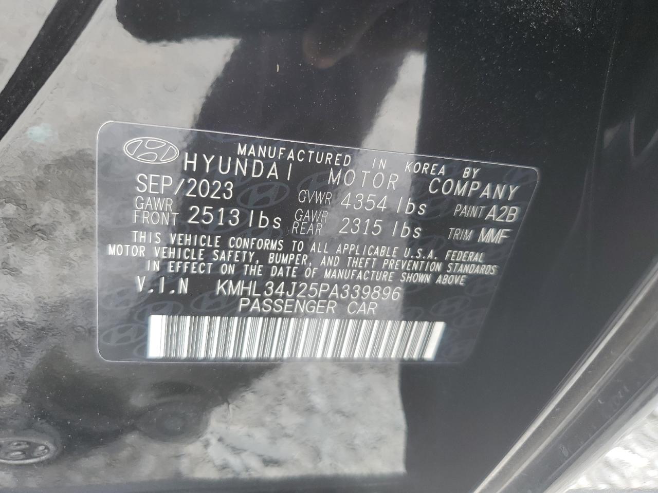 2023 HYUNDAI SONATA LIMITED VIN:KMHL34J25PA339896