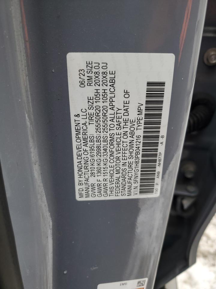 2023 HONDA PILOT ELITE VIN:5FNYG1H83PB041216