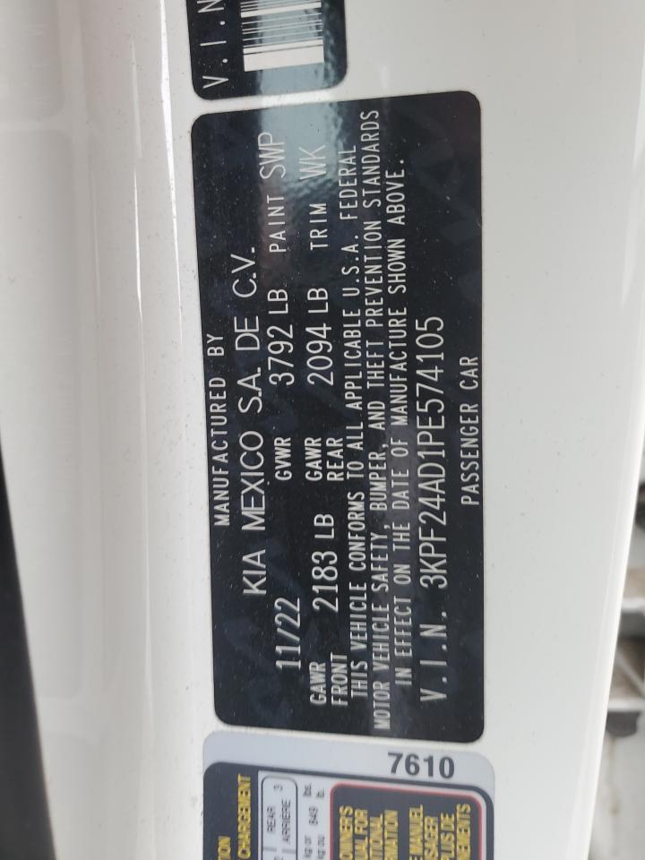2023 KIA FORTE LX VIN:3KPF24AD1PE574105