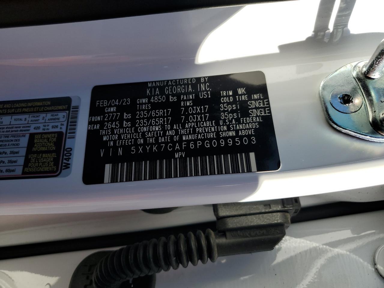 2023 KIA SPORTAGE X-PRO VIN:5XYK7CAF6PG099503