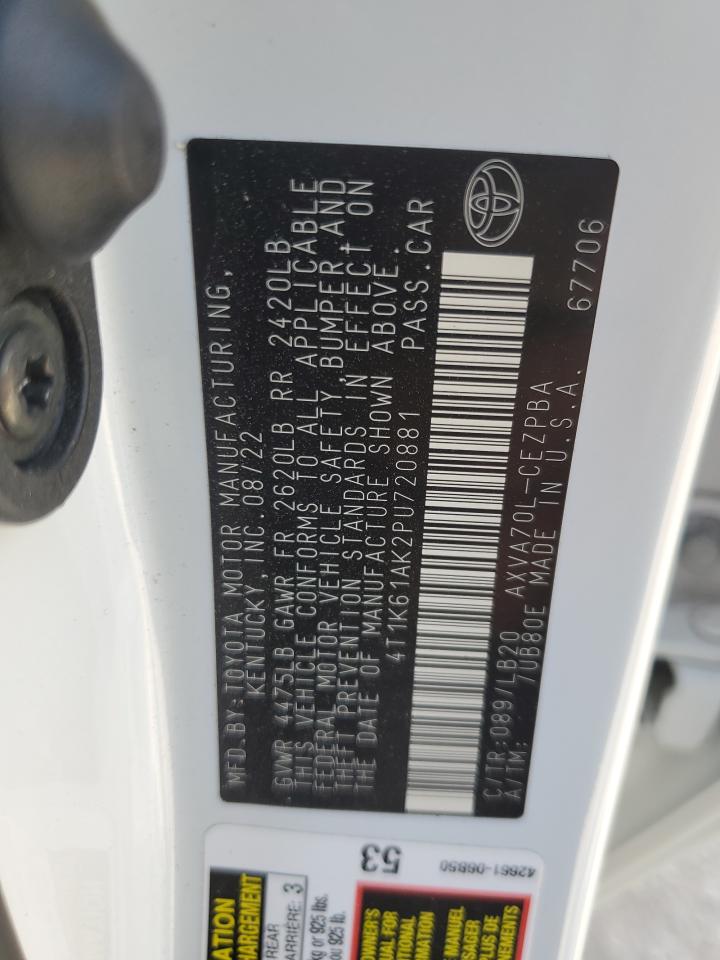 2023 TOYOTA CAMRY XSE VIN:4T1K61AK2PU720881