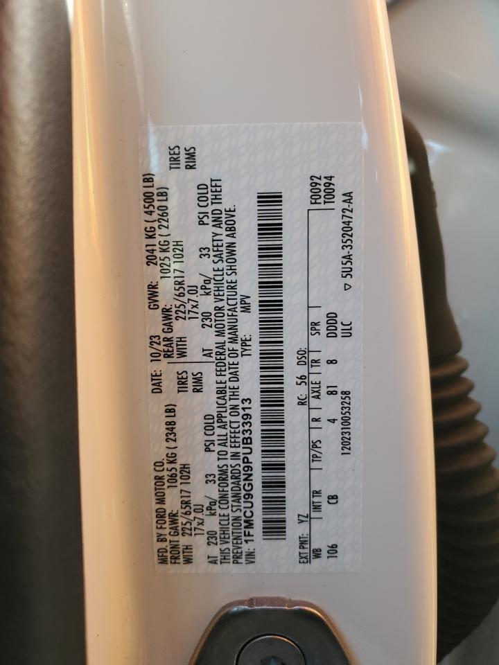 2023 FORD ESCAPE ACTIVE VIN:1FMCU9GN9PUB33913