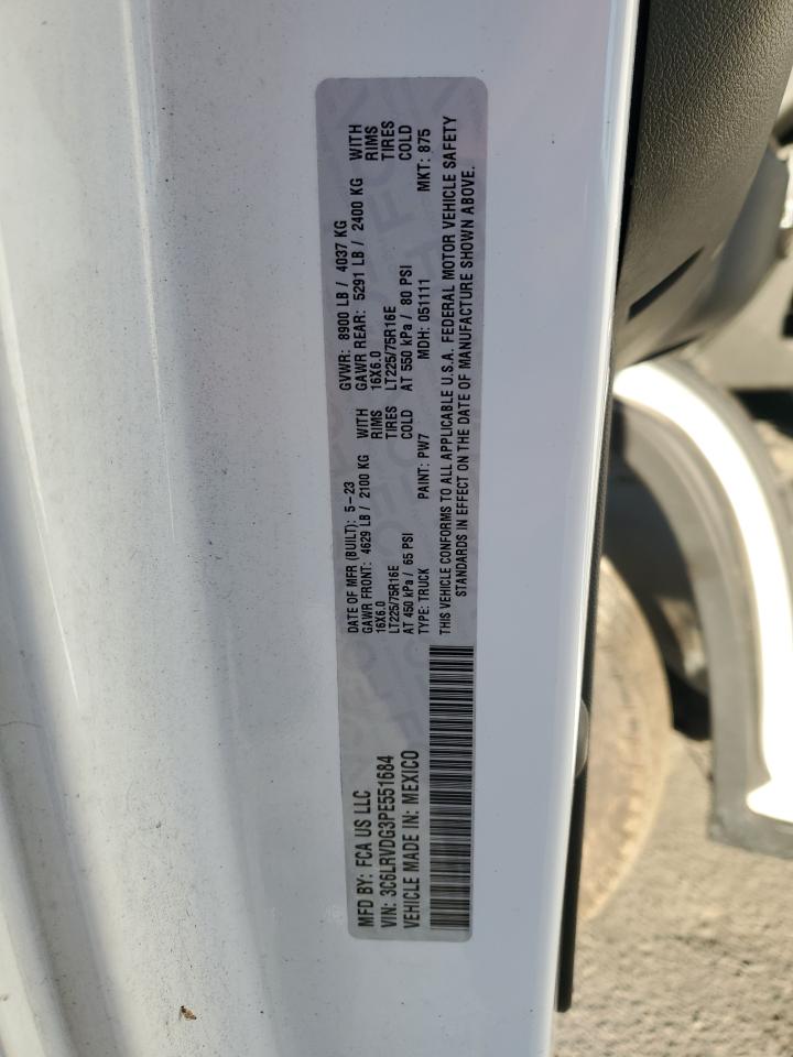 2023 RAM PROMASTER 2500 2500 HIGH VIN:3C6LRVDG3PE551684