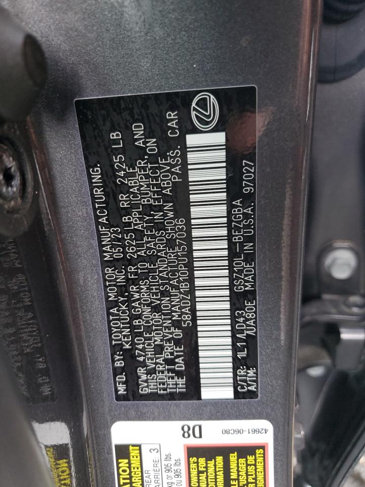 2023 LEXUS ES 350 BASE VIN:58ADZ1B10PU157036