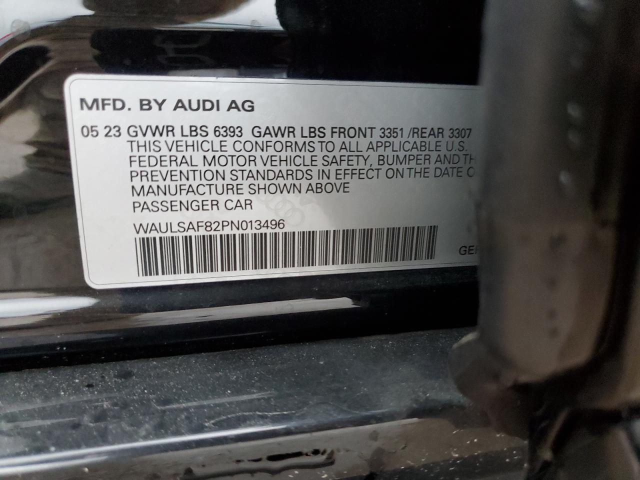 2023 AUDI S8  VIN:WAULSAF82PN013496