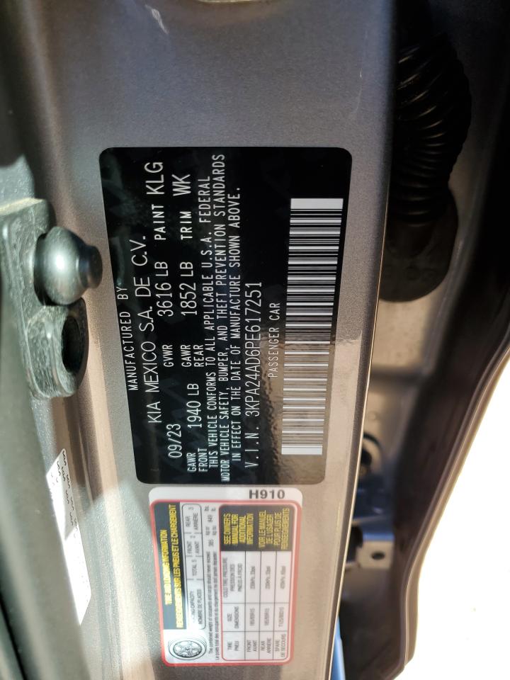 2023 KIA RIO LX VIN:3KPA24AD6PE617251
