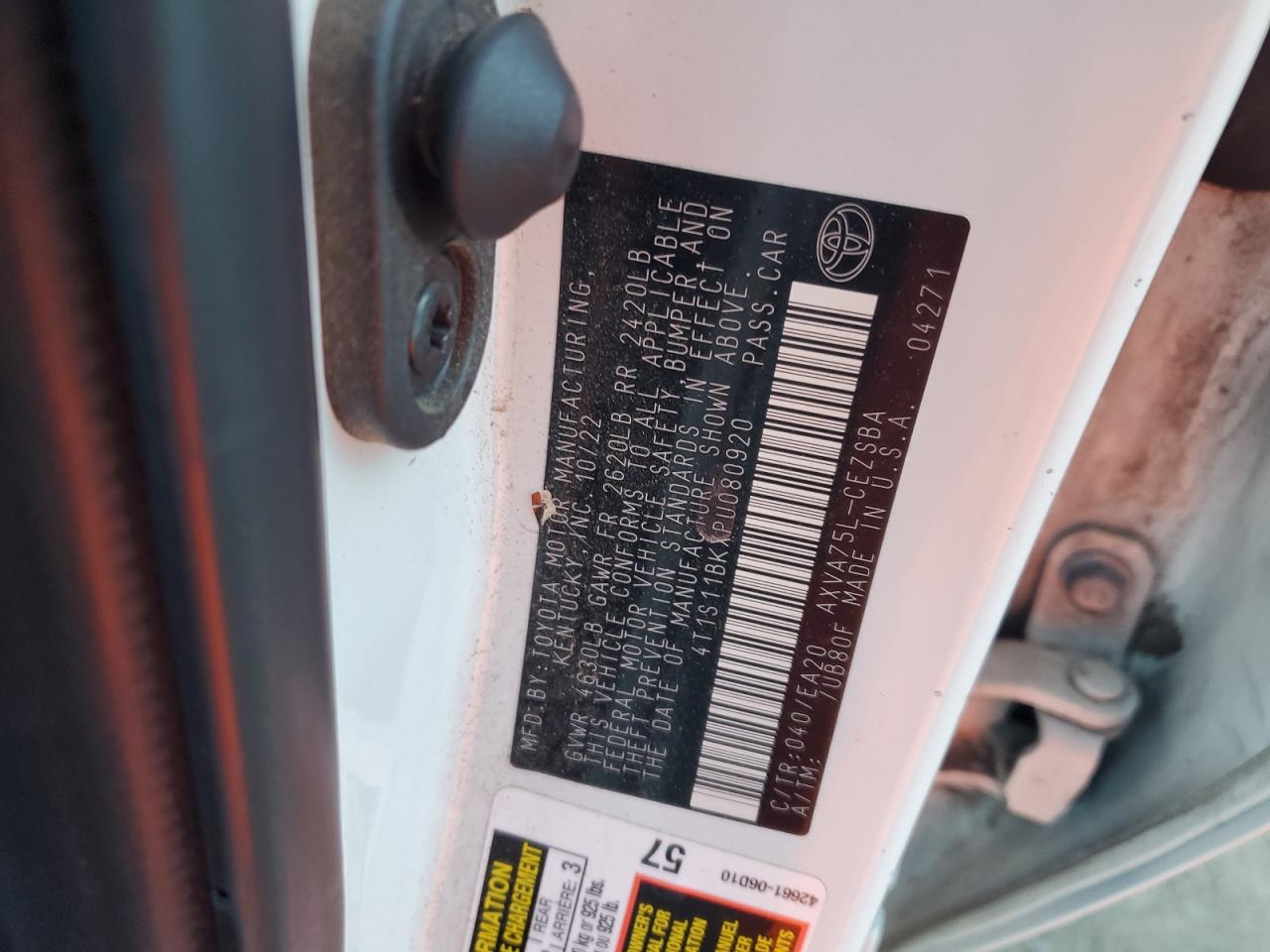 2023 TOYOTA CAMRY SE NIGHT SHADE VIN:4T1S11BKXPU080920