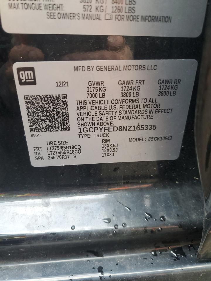 2022 CHEVROLET SILVERADO LTD K1500 LT TRAIL BOSS VIN:1GCPYFED8NZ165335