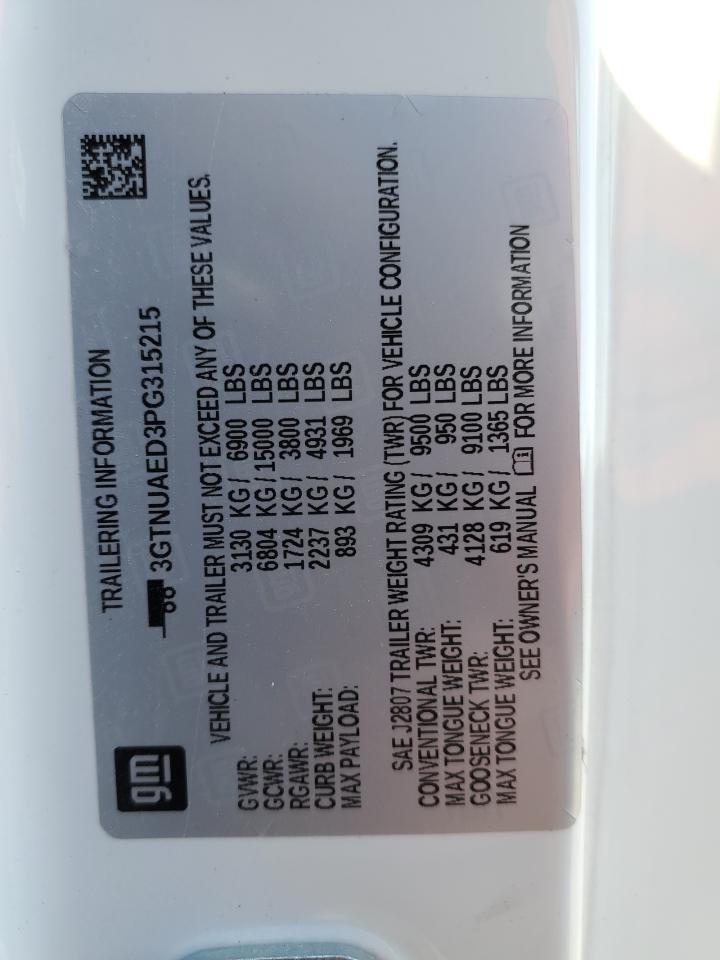 2023 GMC SIERRA K1500 VIN:3GTNUAED3PG315215