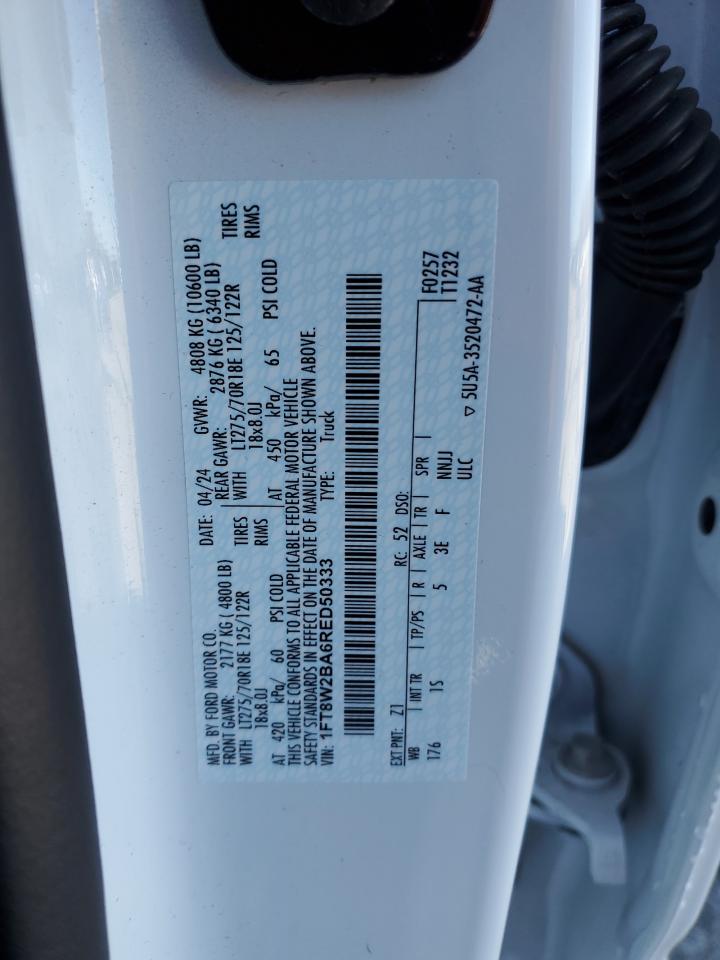 2024 FORD F250 SUPER DUTY VIN:1FT8W2BA6RED50333
