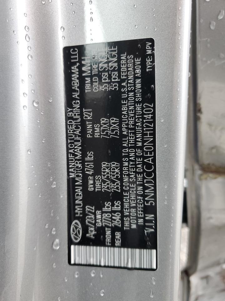 2022 HYUNDAI TUCSON SEL VIN:5NMJCCAE0NH121402