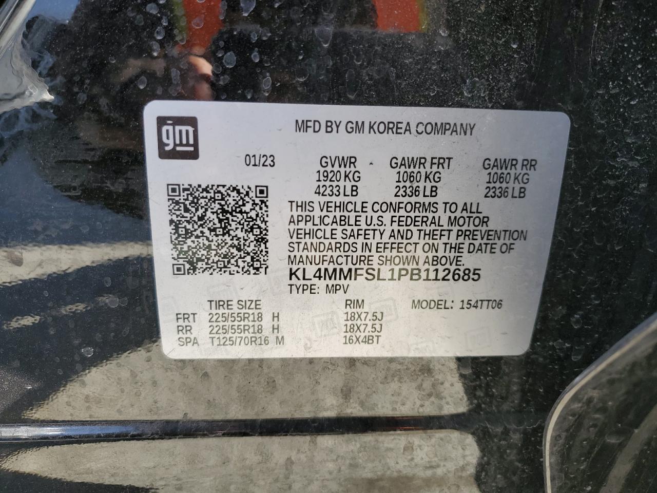 2023 BUICK ENCORE GX ESSENCE VIN:KL4MMFSL1PB112685