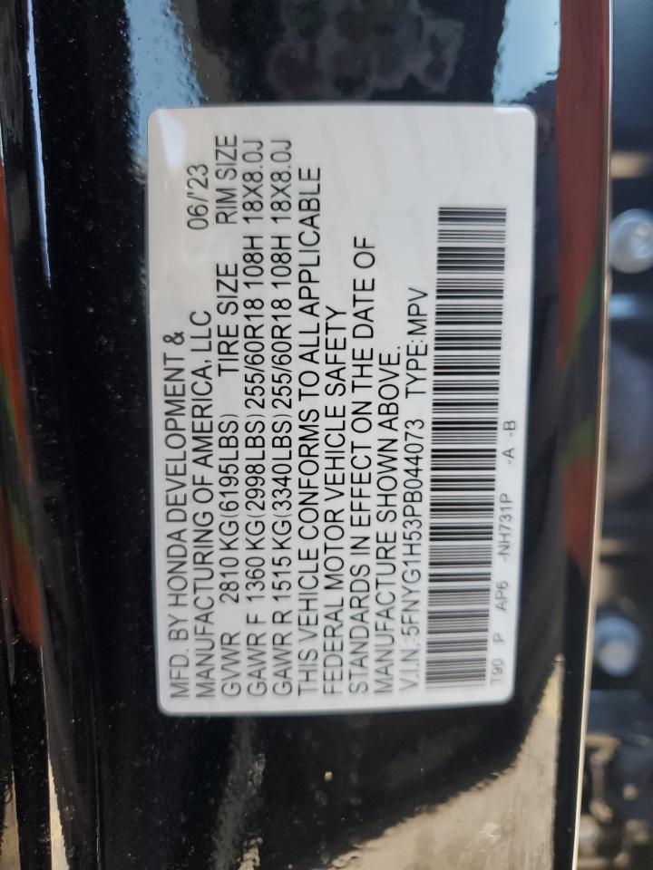 2023 HONDA PILOT EXL VIN:5FNYG1H53PB044073