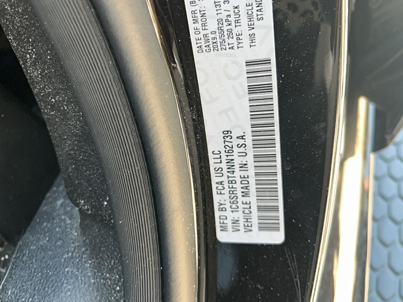 2022 RAM 1500 BIG HORN/LONE STAR VIN:1C6SRFBT4NN162739