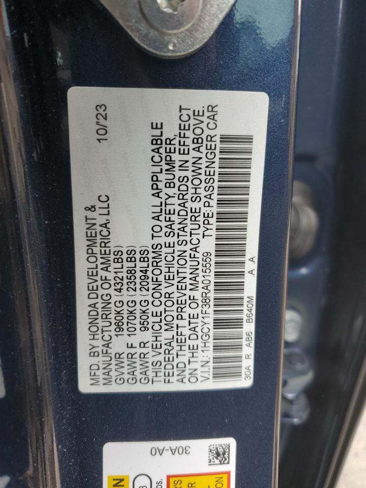 2024 HONDA ACCORD EX VIN:1HGCY1F38RA015559
