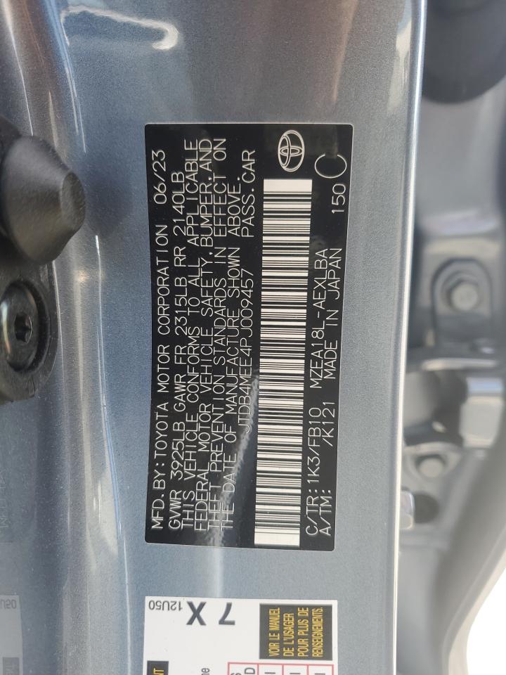 2023 TOYOTA COROLLA LE VIN:JTDB4MEE4PJ009457