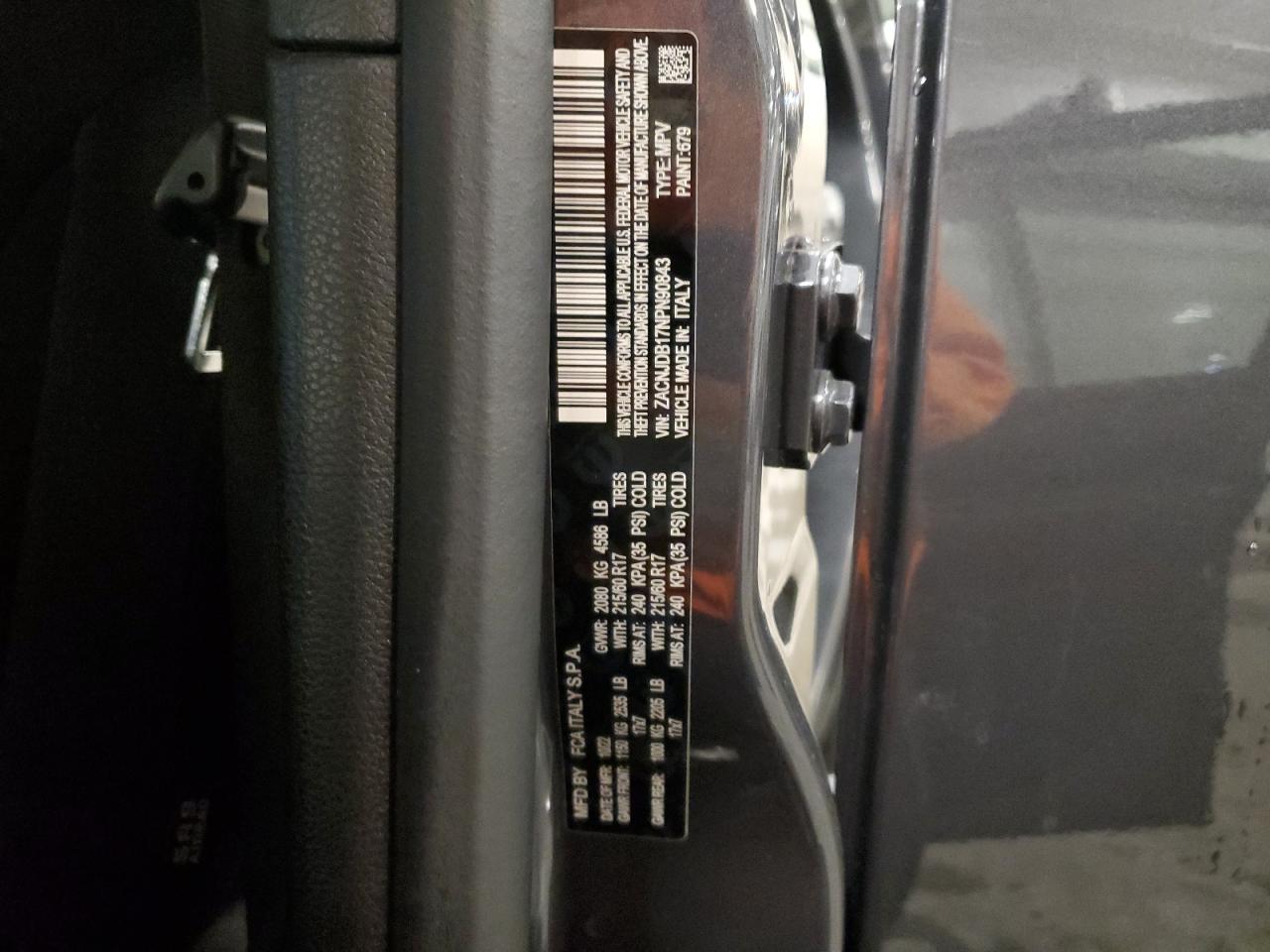 2022 JEEP RENEGADE LATITUDE VIN:ZACNJDB17NPN90843