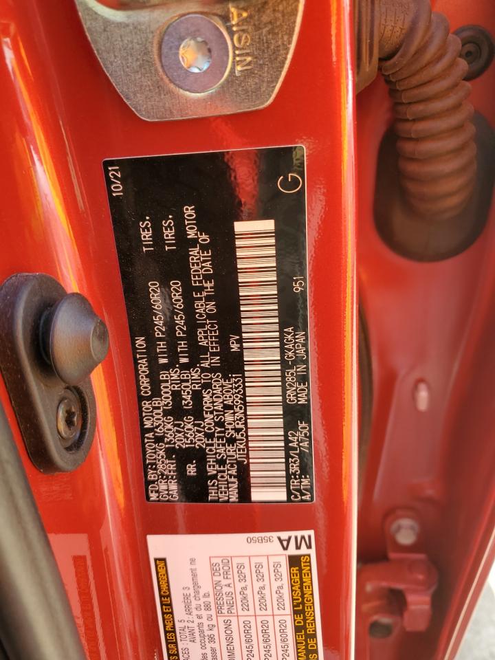 2022 TOYOTA 4RUNNER LIMITED VIN:JTEKU5JR3N5993331