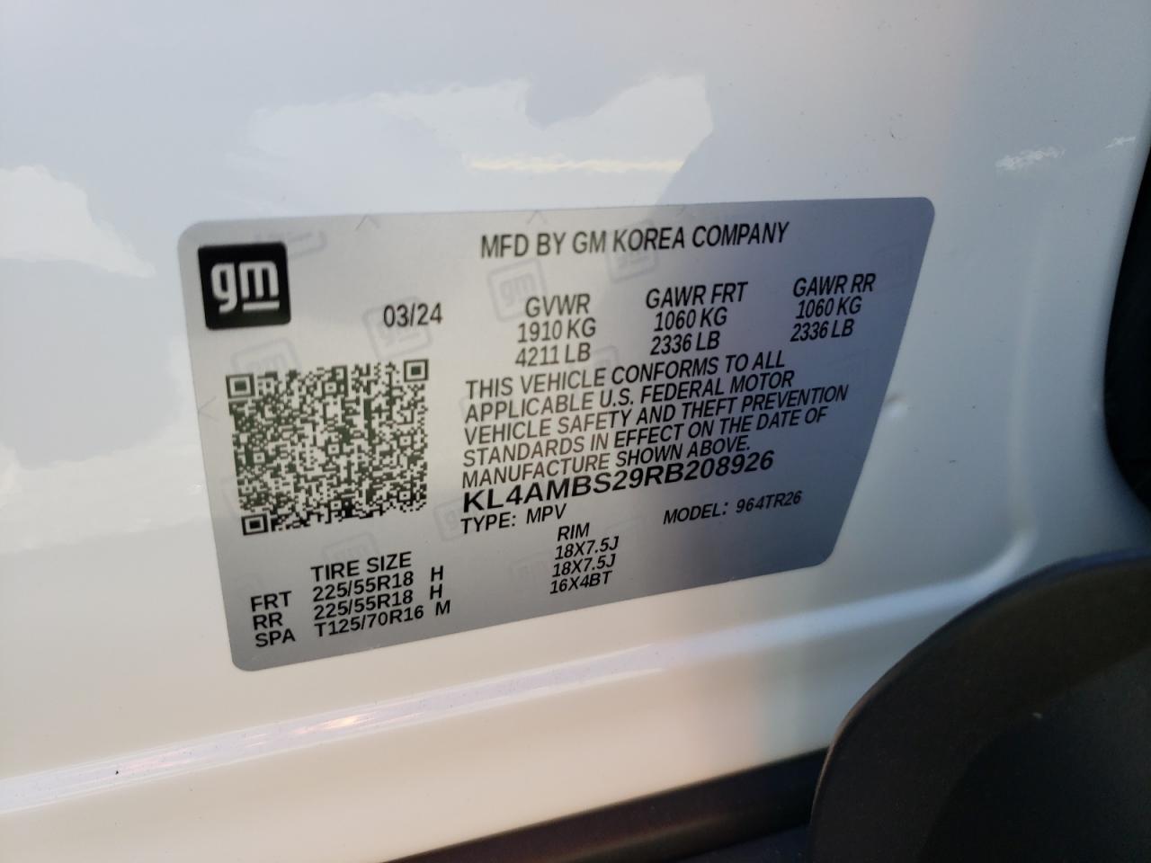 2024 BUICK ENCORE GX PREFERRED VIN:KL4AMBS29RB208926