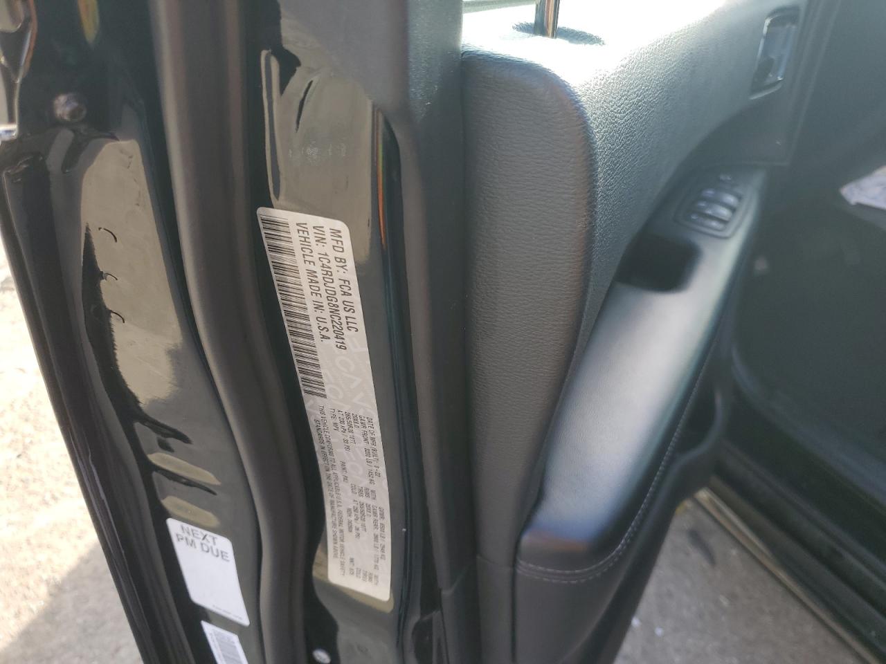 2022 DODGE DURANGO GT VIN:1C4RDJDG8NC220419