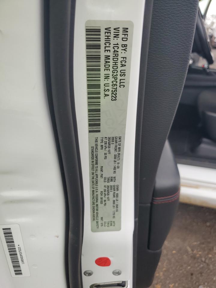 2023 DODGE DURANGO GT VIN:1C4RDHDG3PC675223