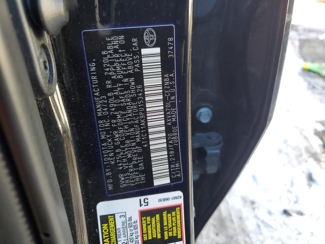 2023 TOYOTA CAMRY LE VIN:4T1C11AK9PU153426