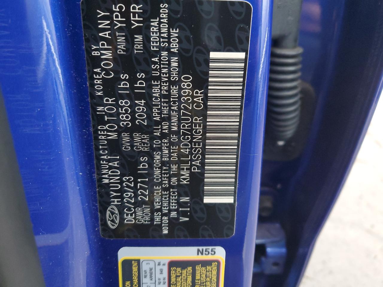 2024 HYUNDAI ELANTRA SE VIN:KMHLL4DG7RU723980