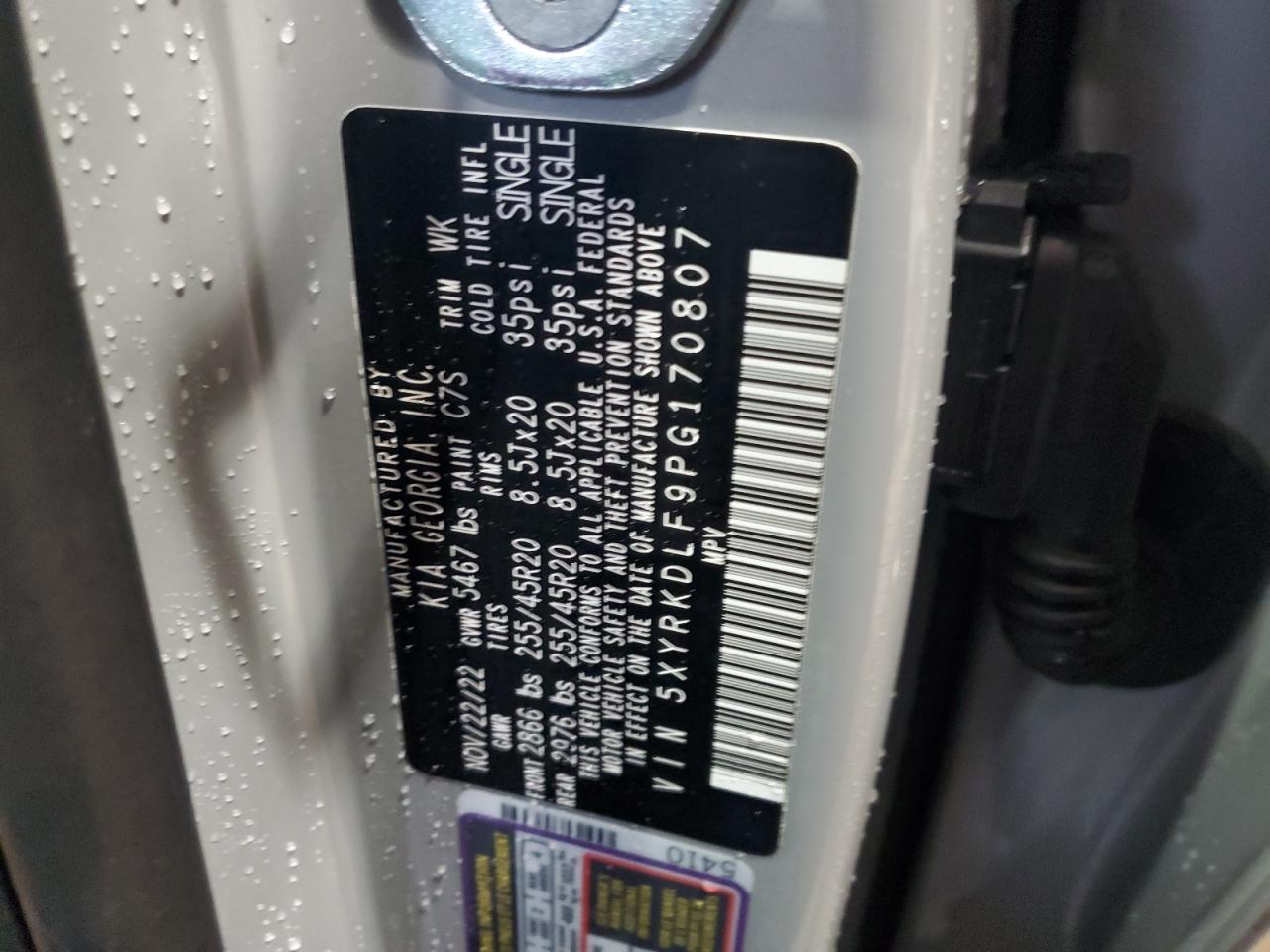 2023 KIA SORENTO SX VIN:5XYRKDLF9PG170807