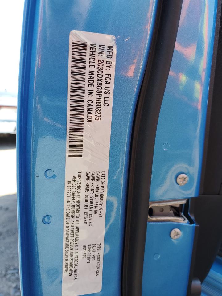 2023 DODGE CHARGER SXT VIN:2C3CDXBG0PH608275