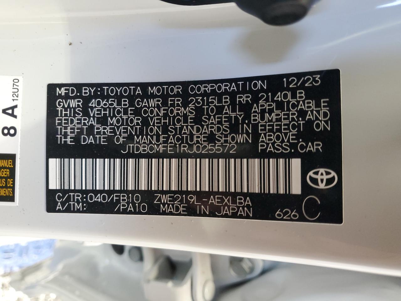 2024 TOYOTA COROLLA LE VIN:JTDBCMFE1RJ025572