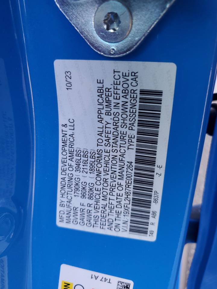 2024 HONDA CIVIC SPORT VIN:19XFL2H87RE007264