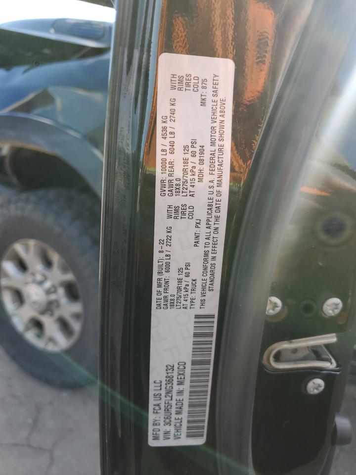 2022 RAM 2500 LARAMIE VIN:3C6UR5FL2NG368132