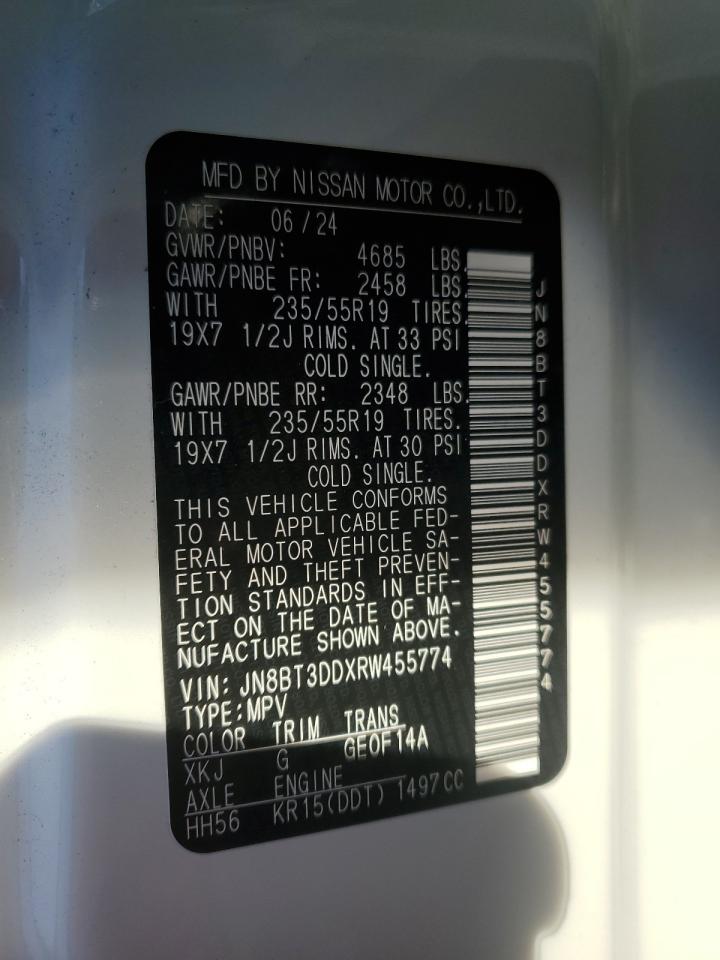 2024 NISSAN ROGUE PLATINUM VIN:JN8BT3DDXRW455774