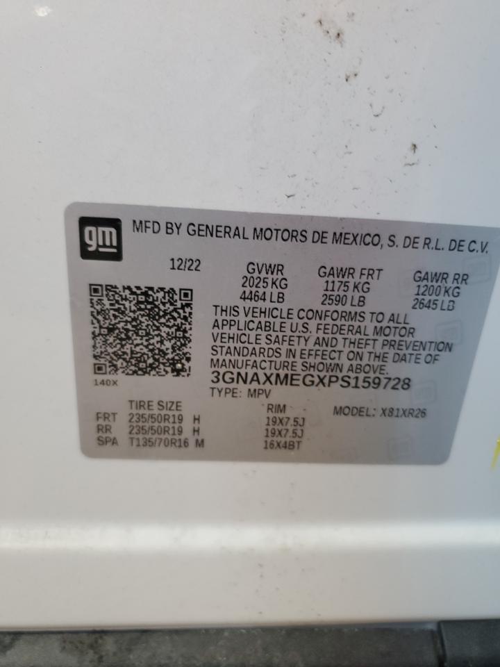 2023 CHEVROLET EQUINOX RS VIN:3GNAXMEGXPS159728