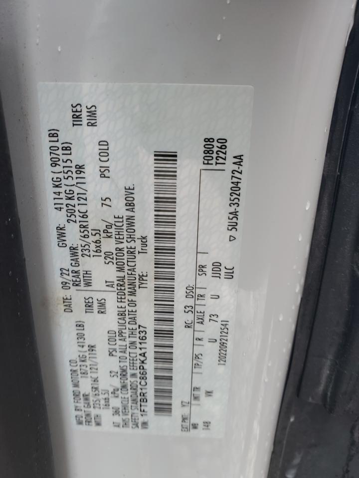 2023 FORD TRANSIT T-250 VIN:1FTBR1C86PKA11637
