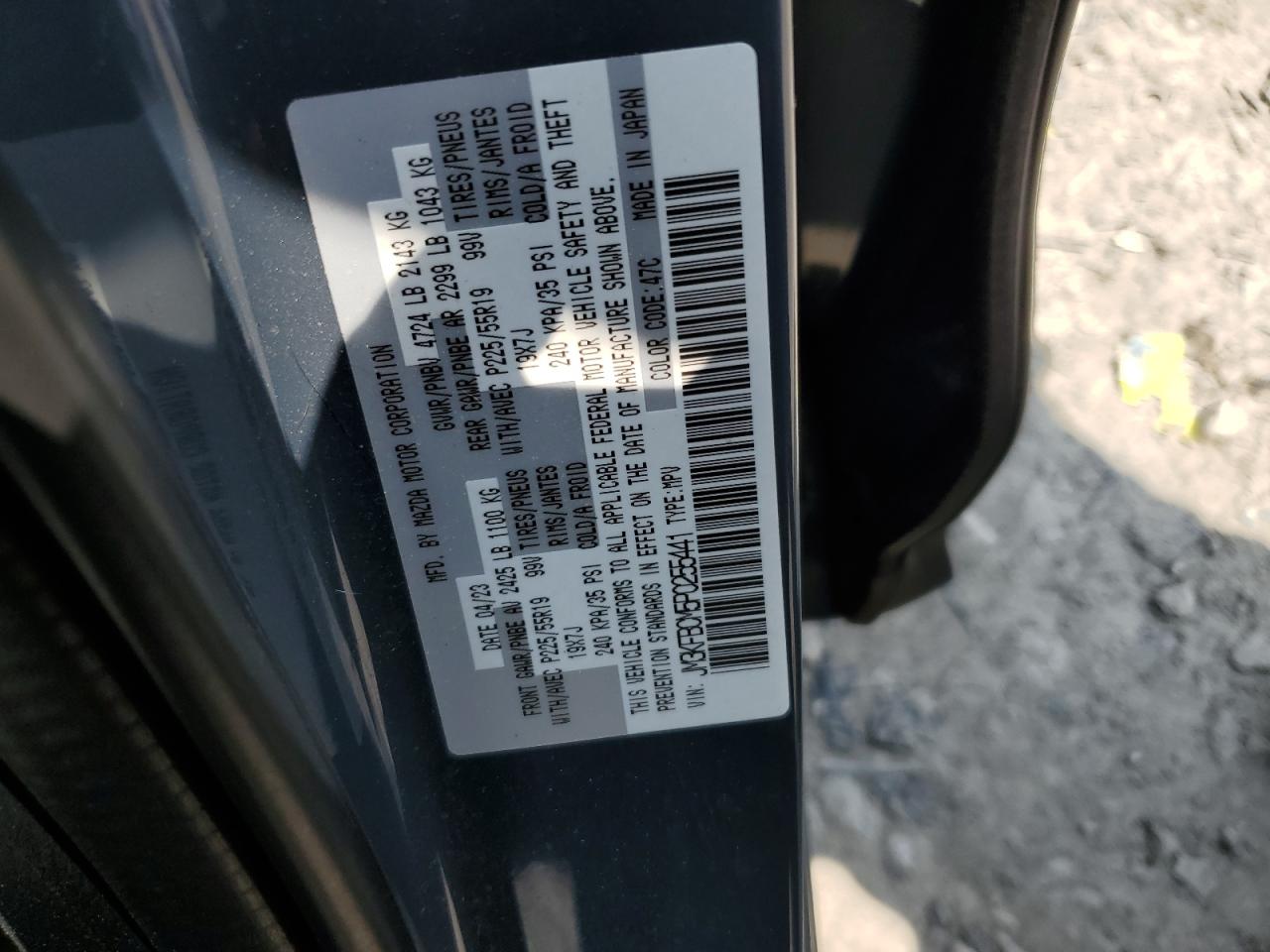 2023 MAZDA CX-5 PREFERRED VIN:JM3KFBCM5P0255441