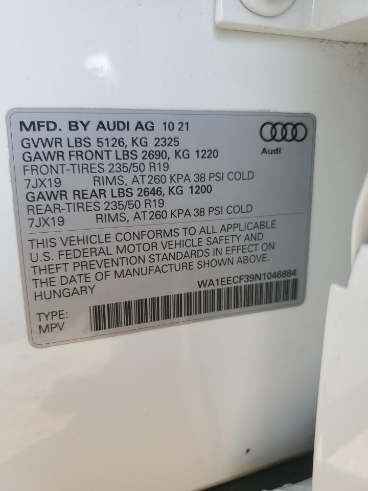 2022 AUDI Q3 PREMIUM PLUS S LINE 45 VIN:WA1EECF39N1046884