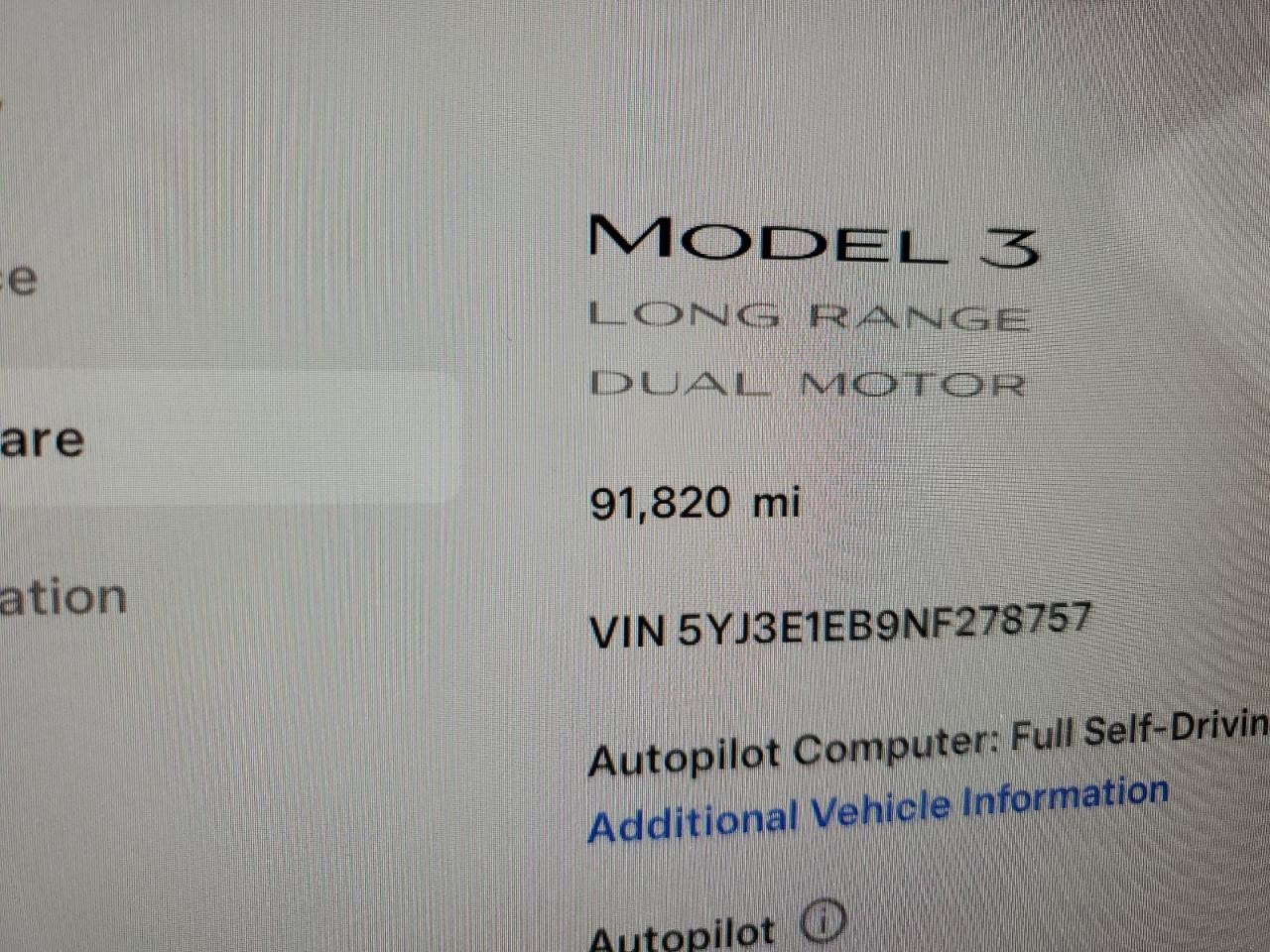 2022 TESLA MODEL 3  VIN:5YJ3E1EB9NF278757